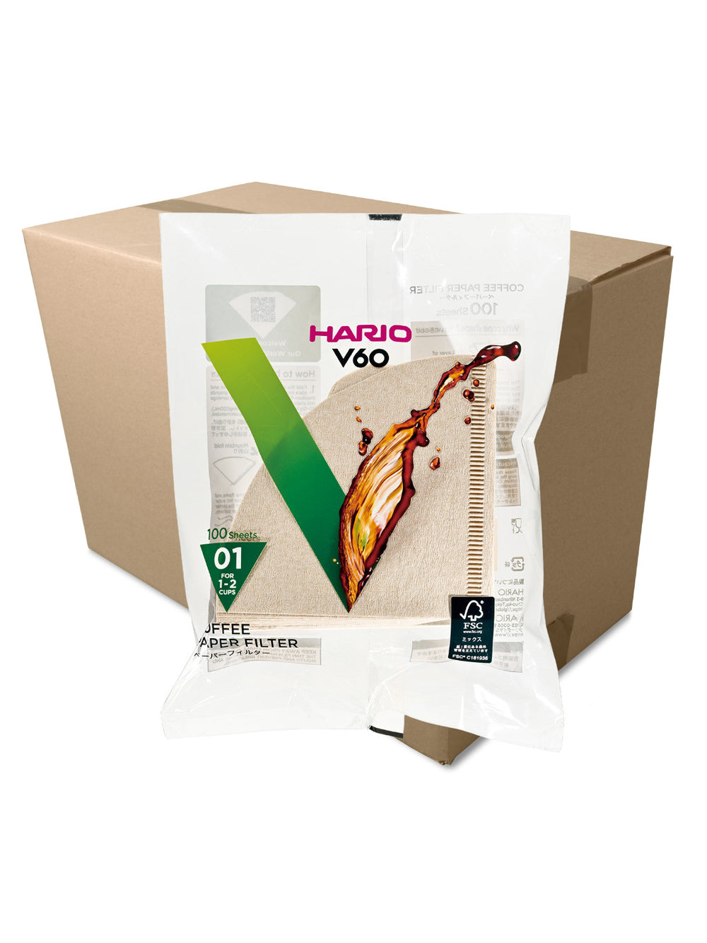 Photo of HARIO V60-01 Filters (100-Pack) ( 150 Units (1 Case) Brown ) [ HARIO ] [ Paper Filters ]