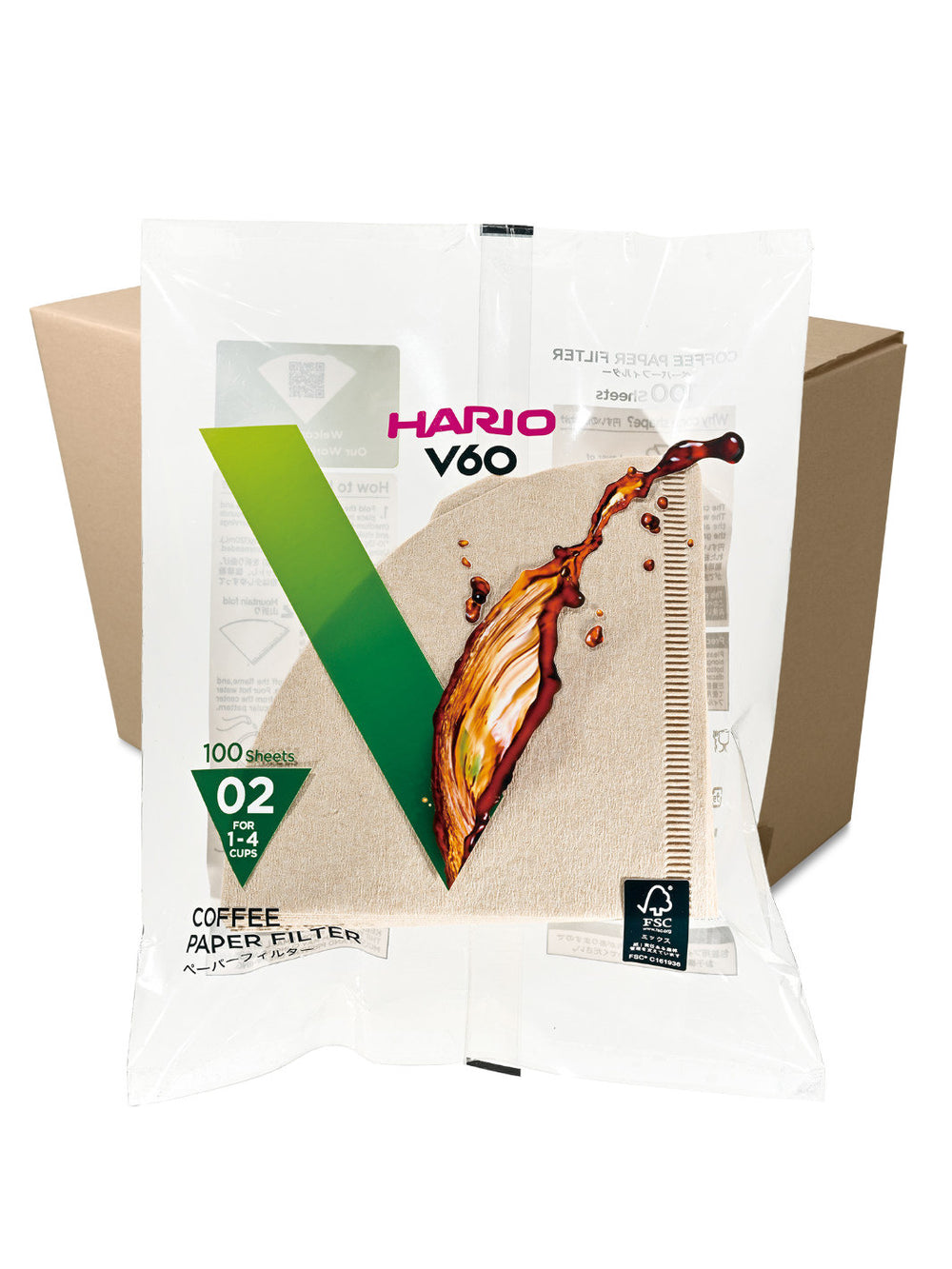 Photo of HARIO V60-02 Filters (100-Pack) ( 120 Units (1 Case) Brown ) [ HARIO ] [ Paper Filters ]
