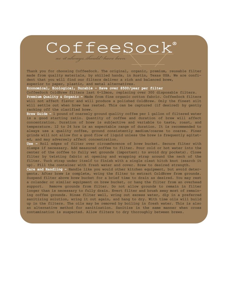 CoffeeSock Commercial Cold Brew Cloth Filters