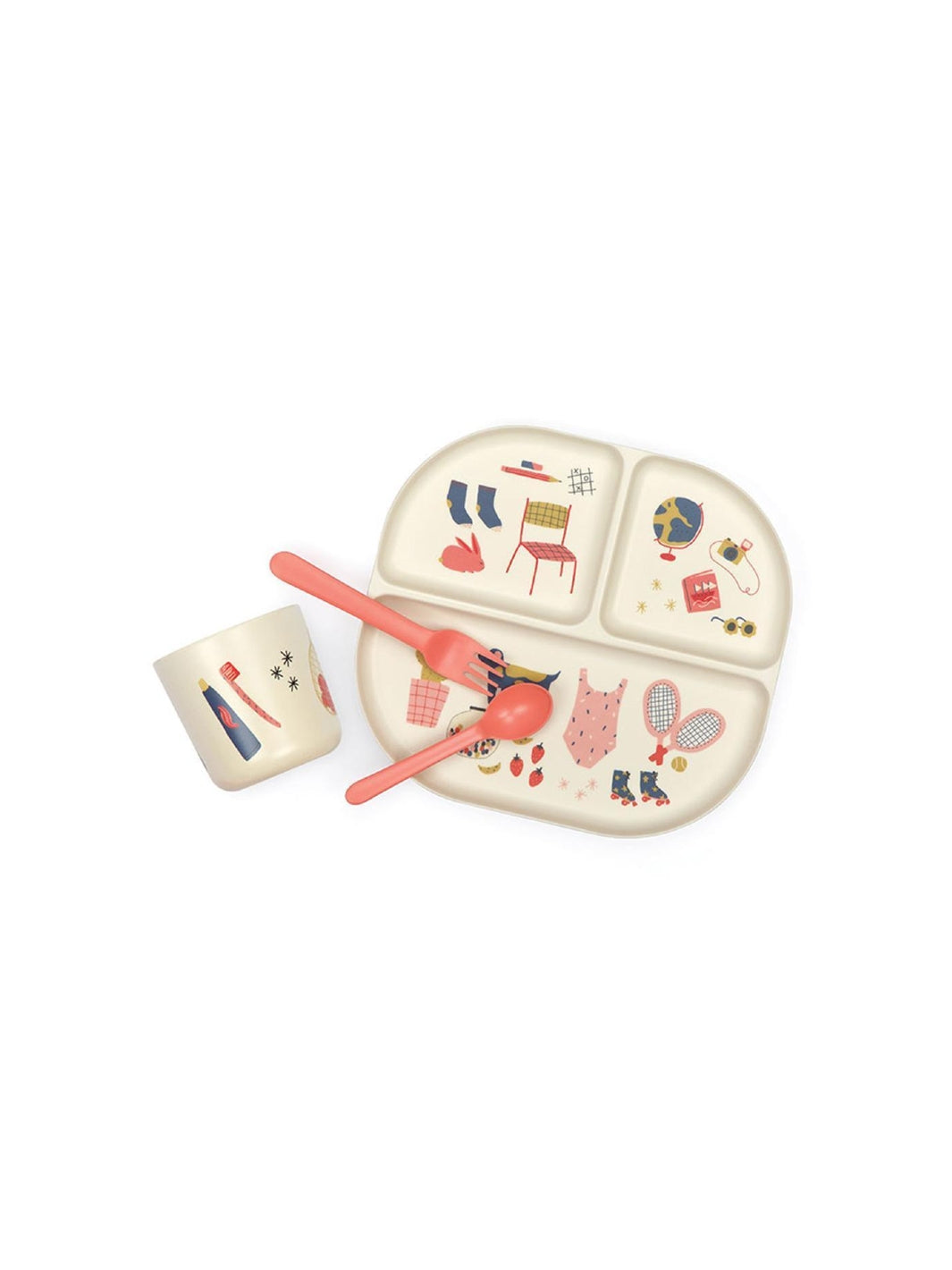 EKOBO Bambino Illustrated Divided Kid Dinner Set Plates Eight
