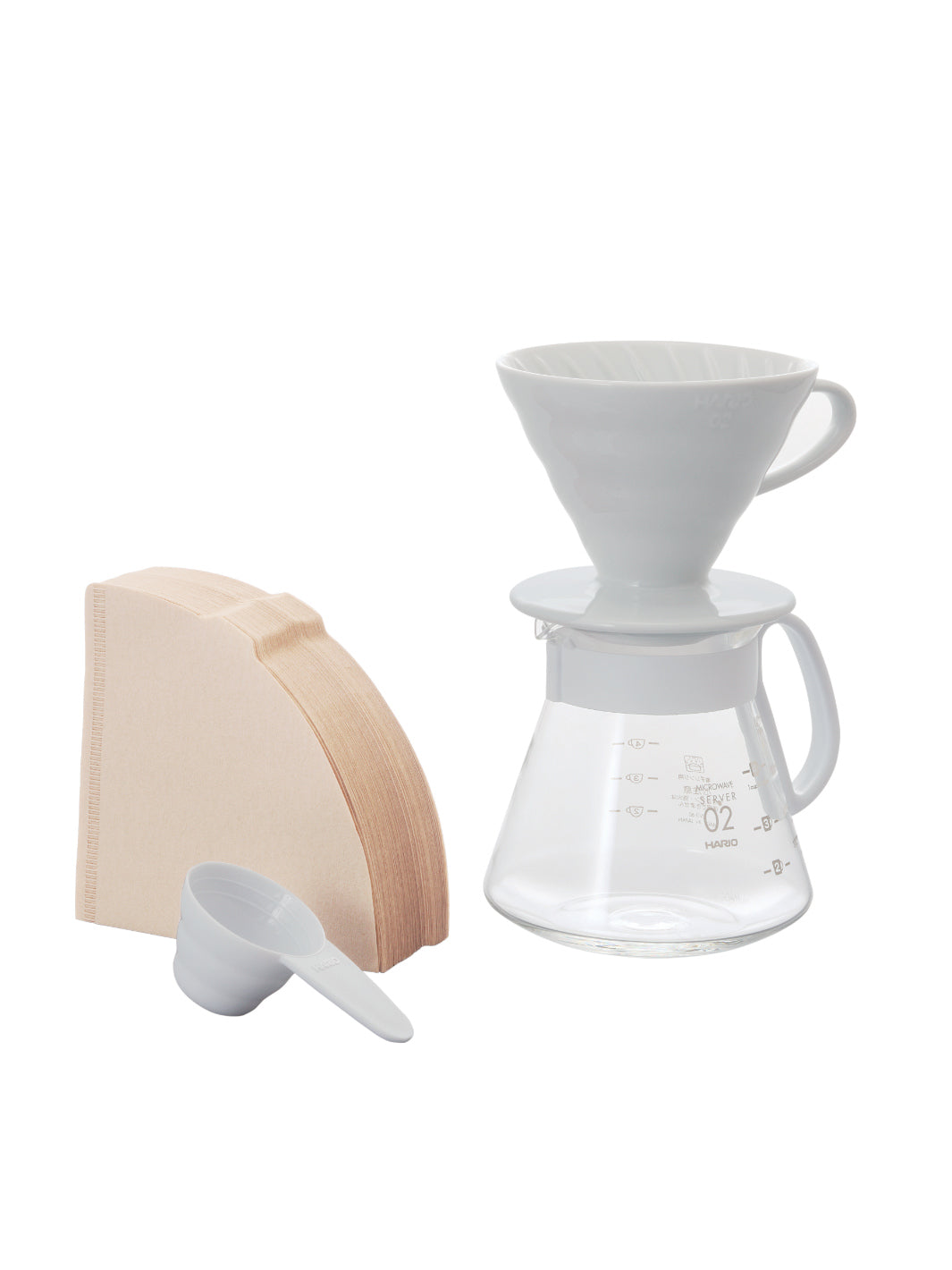 HARIO V60-02 Ceramic Dripper Set (White)