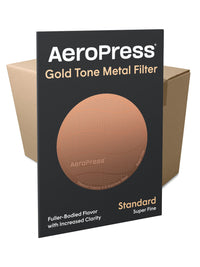 Photo of AeroPress Gold Tone Reusable Filter (Titanium-Coated) ( 100 Units 1 Case ) [ AeroPress ] [ Metal Filters ]