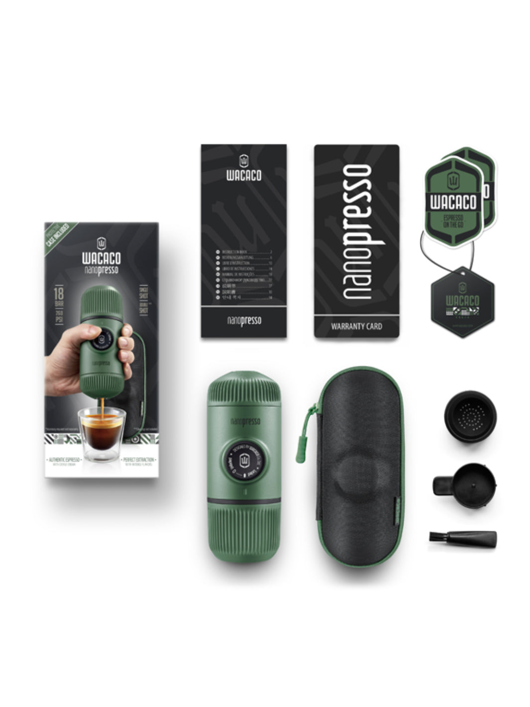 WACACO Nanopresso Elements (Moss Green) with Case (Damaged Box)
