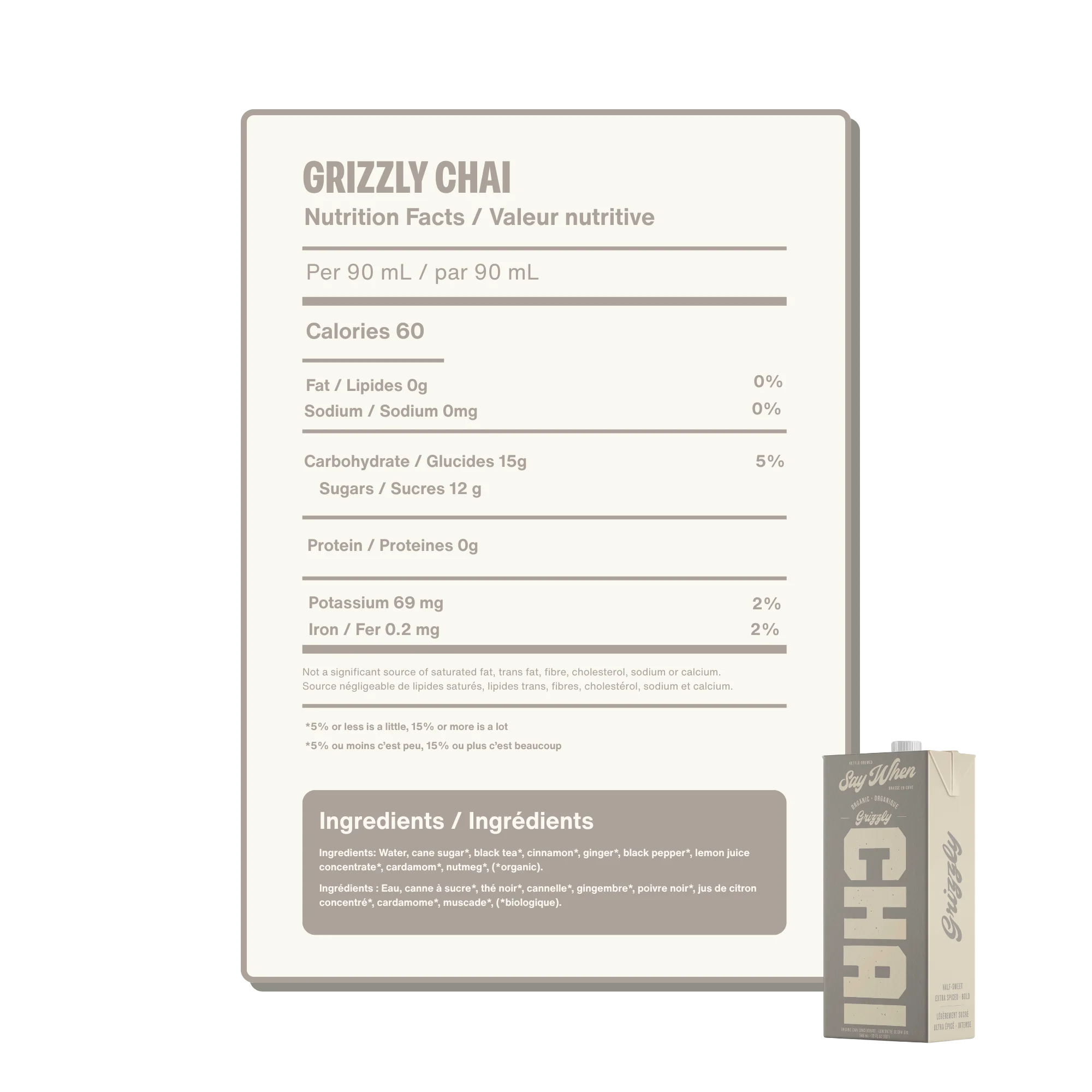 SAY WHEN Organic Grizzly Chai Concentrate (Half Sweet & Extra Spiced)