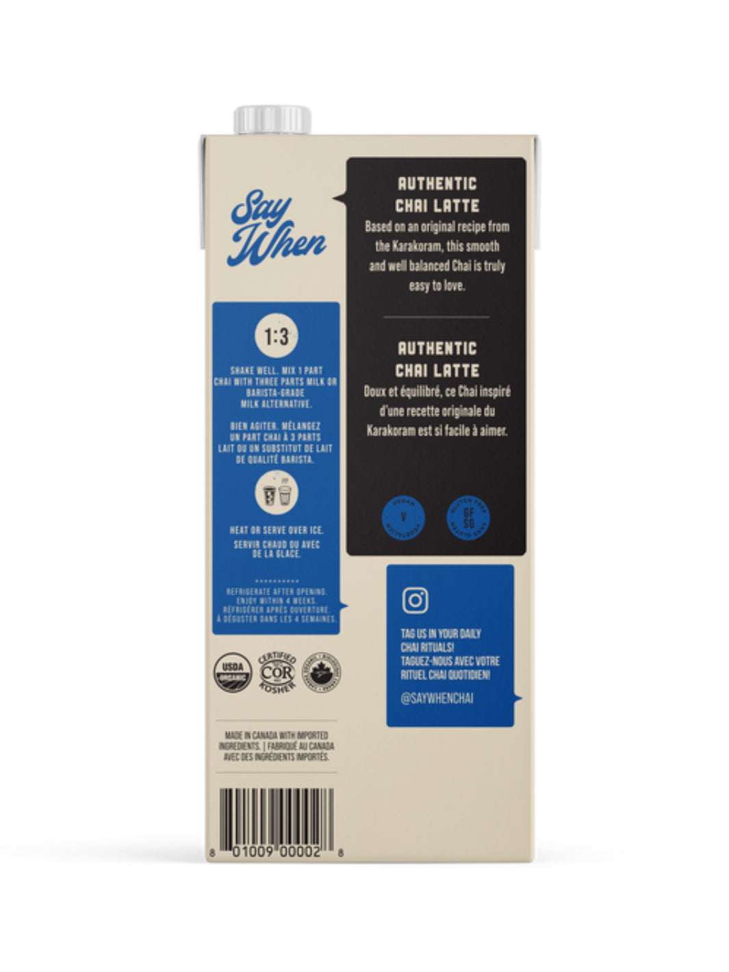 SAY WHEN Organic Authentic Chai Concentrate