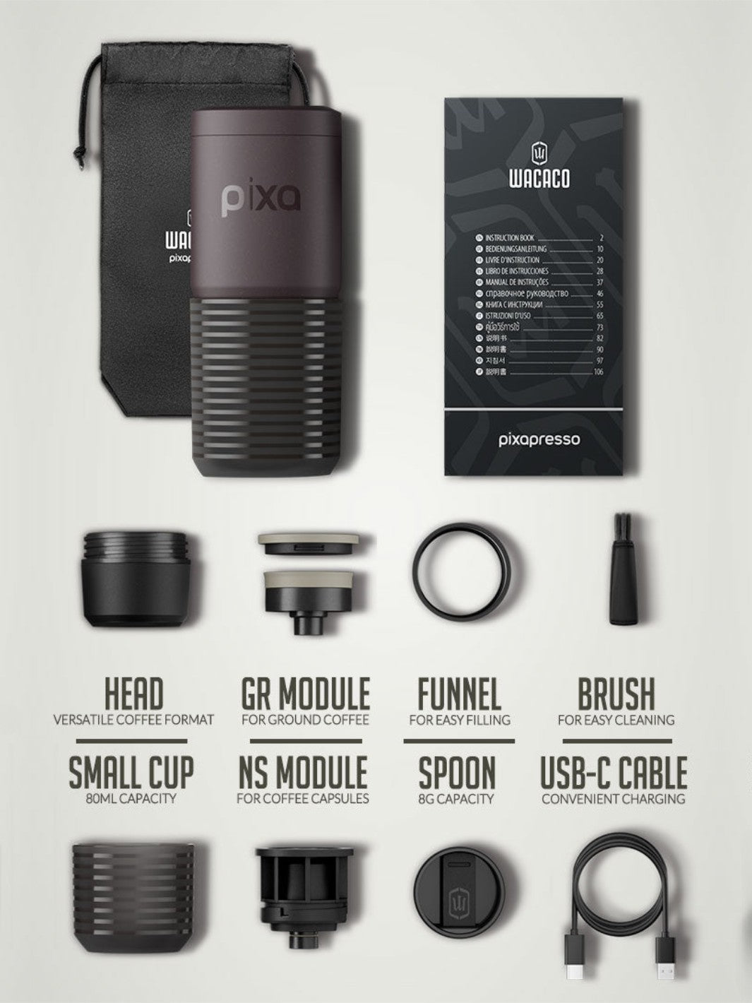 WACACO Pixapresso (Dark Burgundy) (Damaged Box)