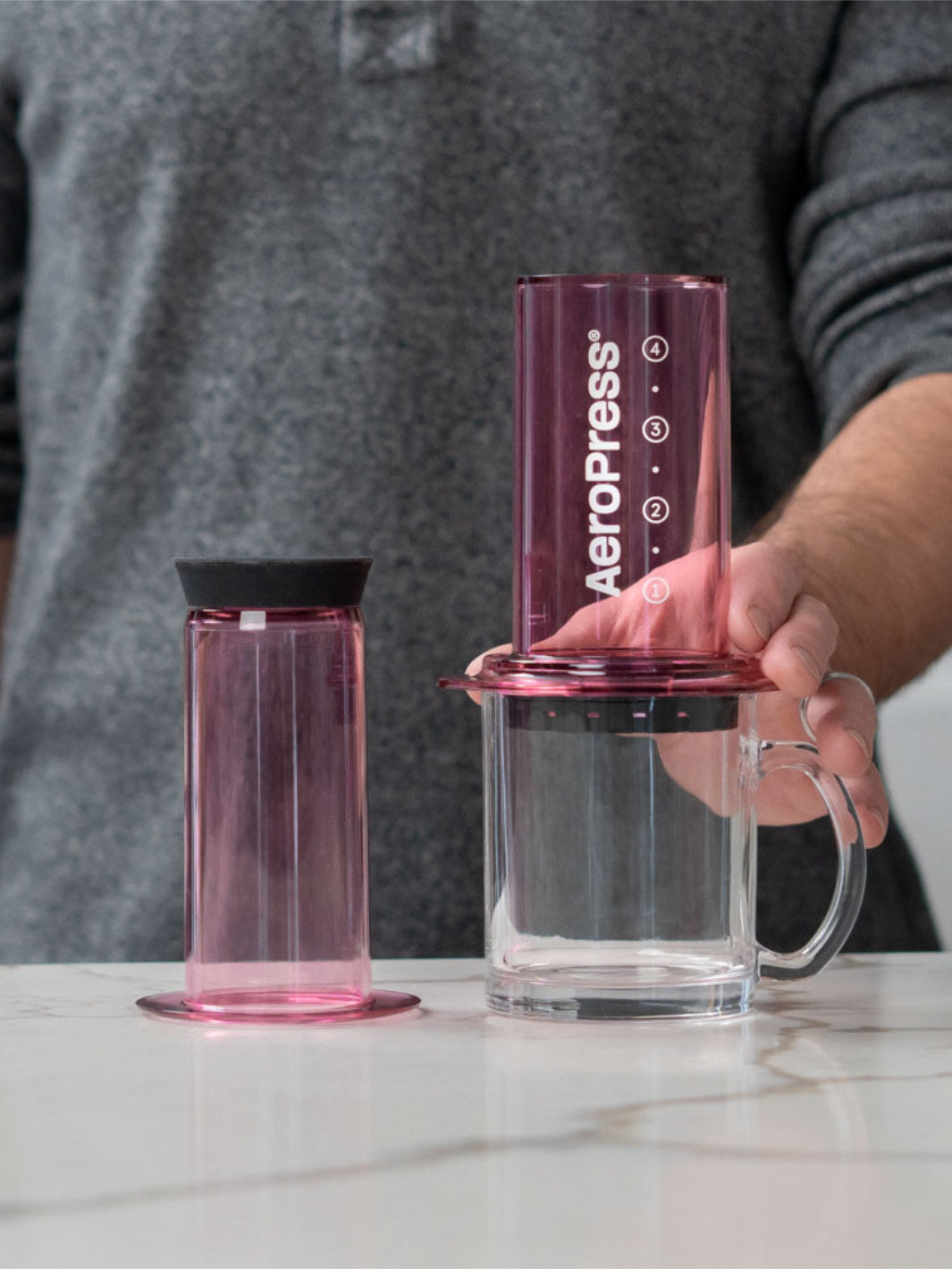AeroPress Clear Coffee Maker (Pink) (Damaged Box)