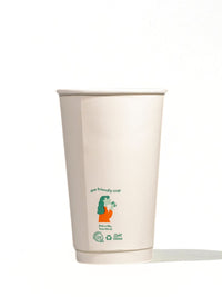 Photo of LITTLE GREEN PANDA Home Compostable Double Wall Paper Cup (500-Pack) (White) ( 16oz 473ml ) [ Little Green Panda ] [ Single Use Cups ]
