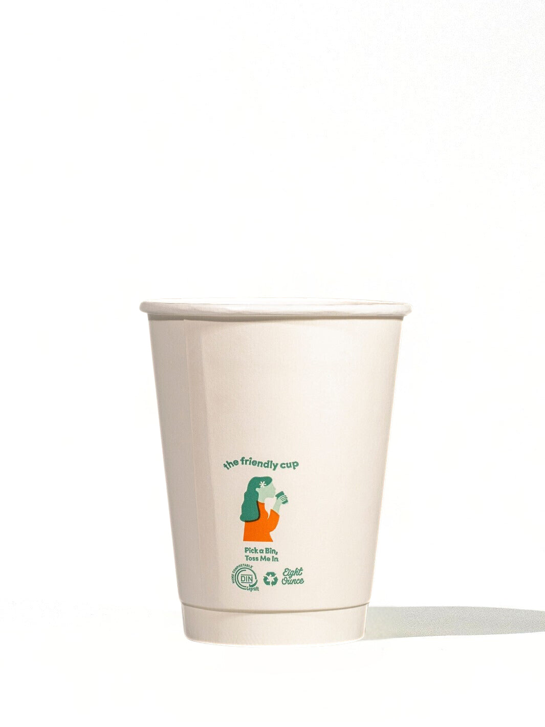 LITTLE GREEN PANDA Home Compostable Double Wall Paper Cup (500-Pack) (White)