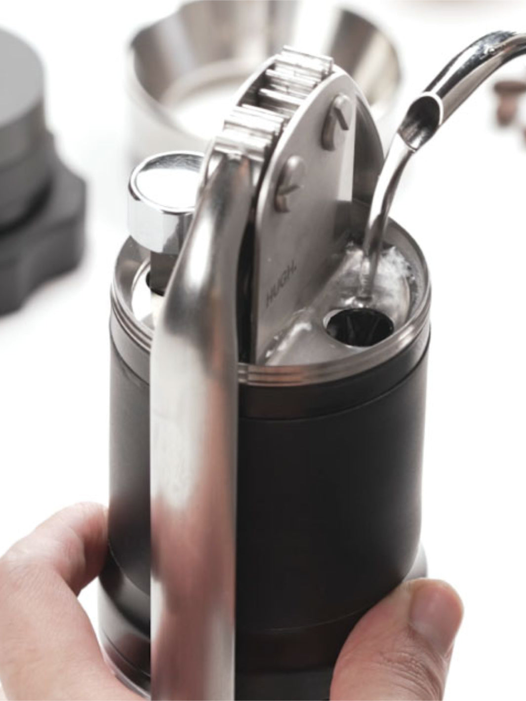 HUGH Leverpresso Pro Manual Espresso Maker (Silver-Black) (Lightly