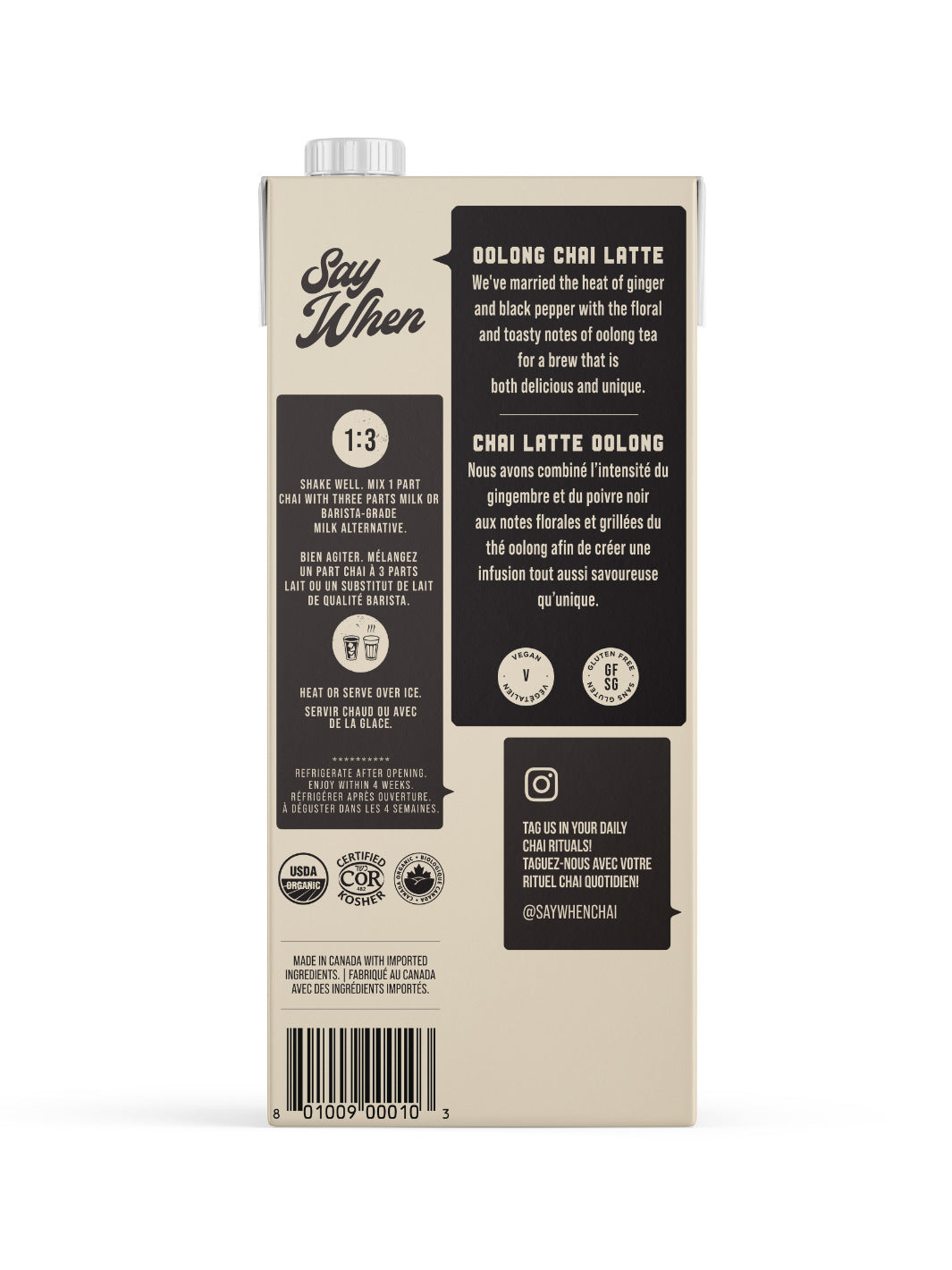 SAY WHEN Organic Oolong Chai Concentrate