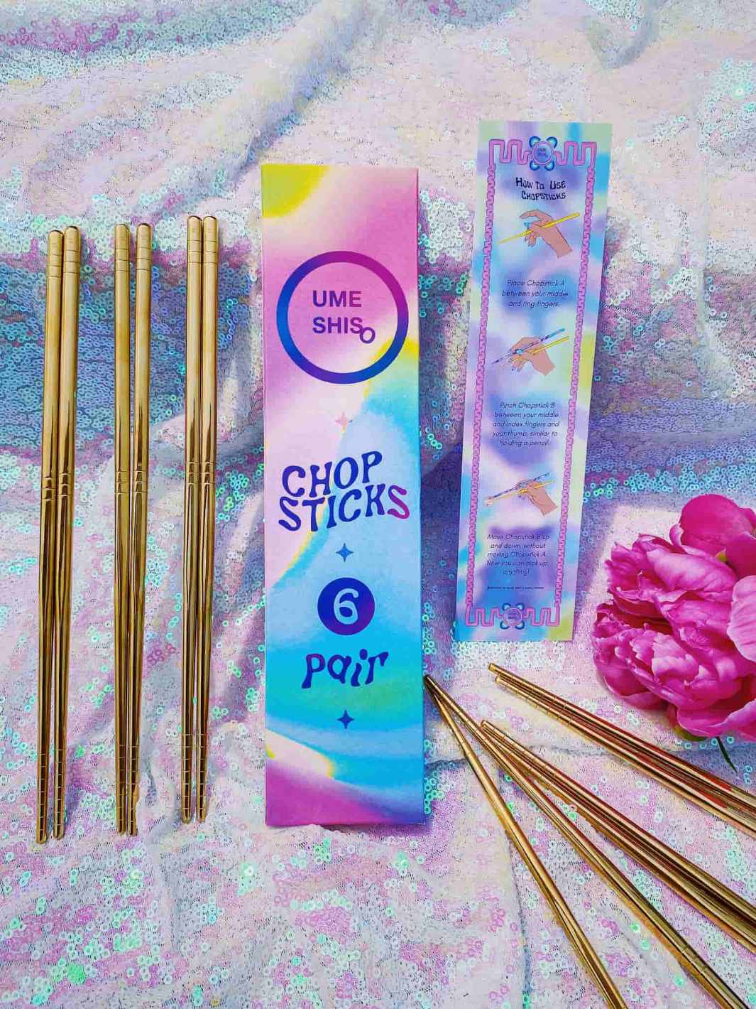 UMESHISO Chopsticks (6-Pairs) (Gold) (Lightly Used)
