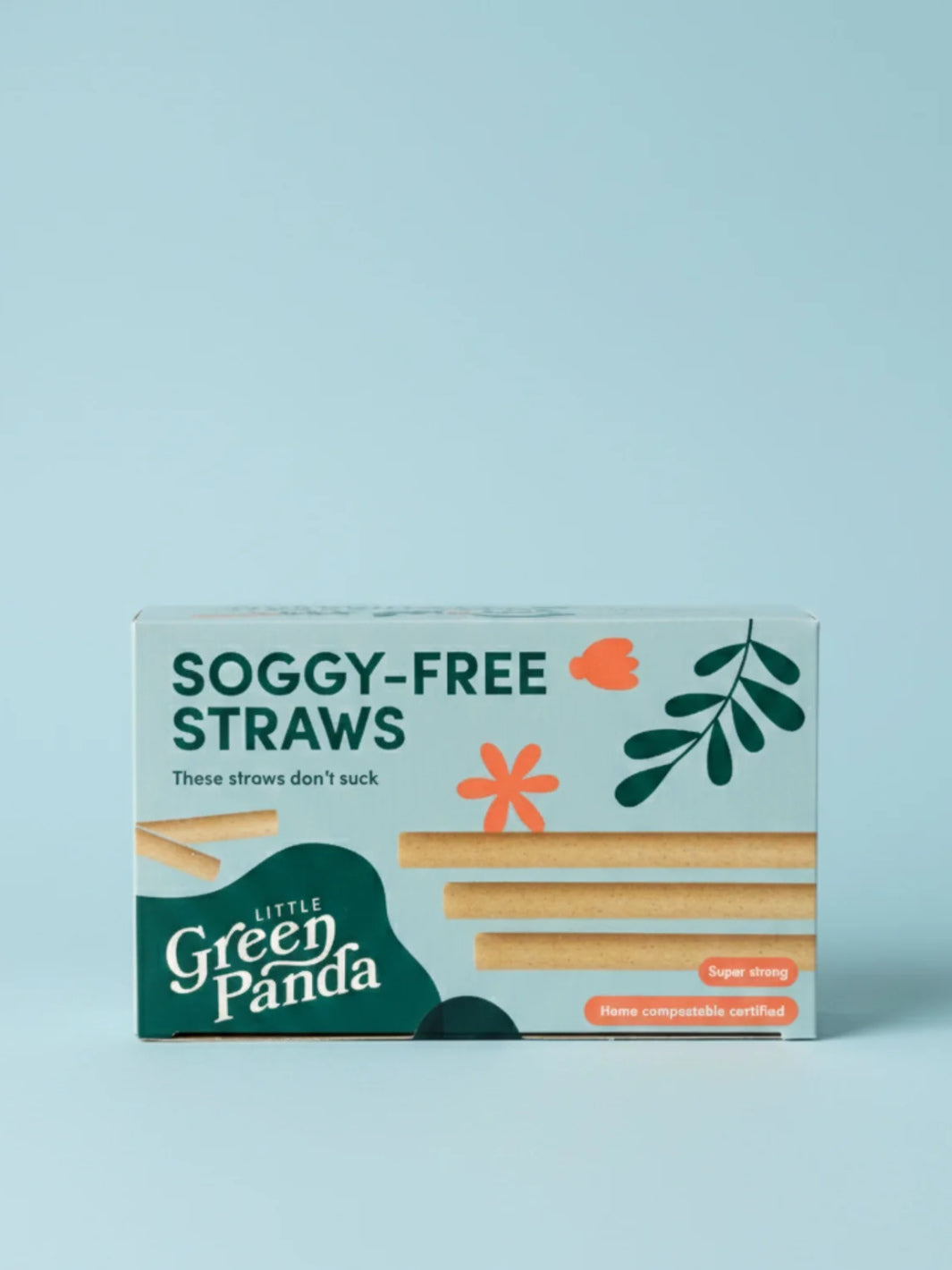 LITTLE GREEN PANDA Paper-Wrapped Home Compostable Straw (⌀8x210mm/⌀0.3x8.3in) (Angled Cut) (180-Pack)
