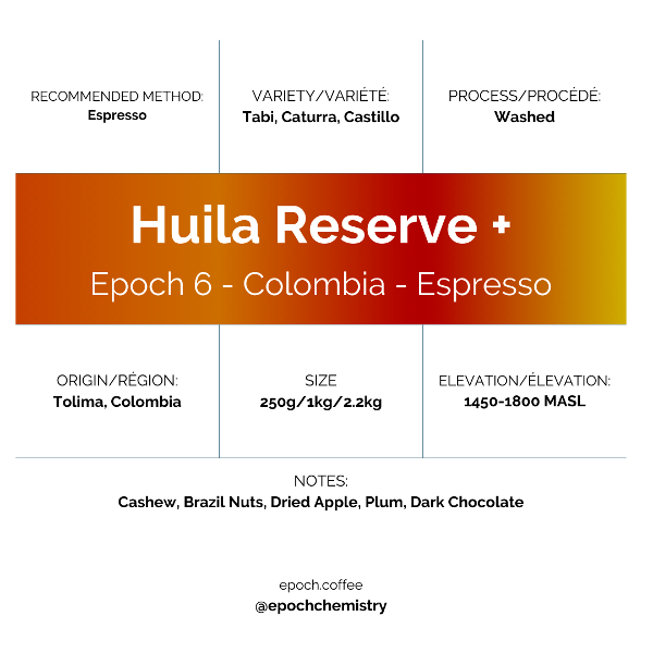 Photo of Epoch Chemistry - Epoch 6: Huila Reserve Espresso ( Default Title ) [ Epoch Chemistry ] [ Coffee ]