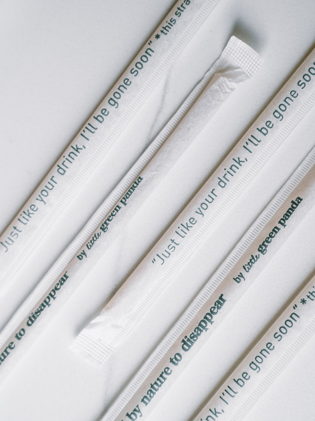 LITTLE GREEN PANDA Paper-Wrapped Home Compostable Straw (⌀8x210mm/⌀0.3x8.3in) (Angled Cut) (180-Pack)
