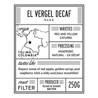 Photo of Manhattan - El Vergel Decaf ( Default Title ) [ Manhattan Coffee Roasters ] [ Coffee ]