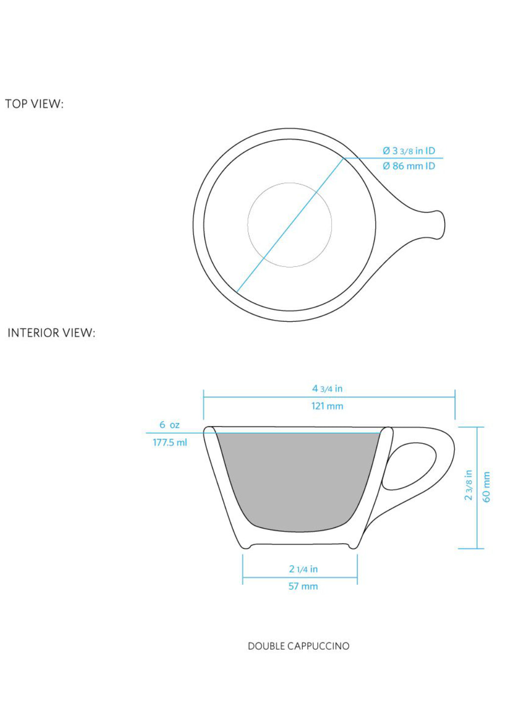 notNeutral LINO Double Cappuccino Cup 6oz 177ml Coffee Cups