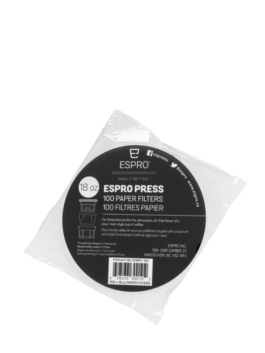 ESPRO French Press Paper Filters (100-Pack)