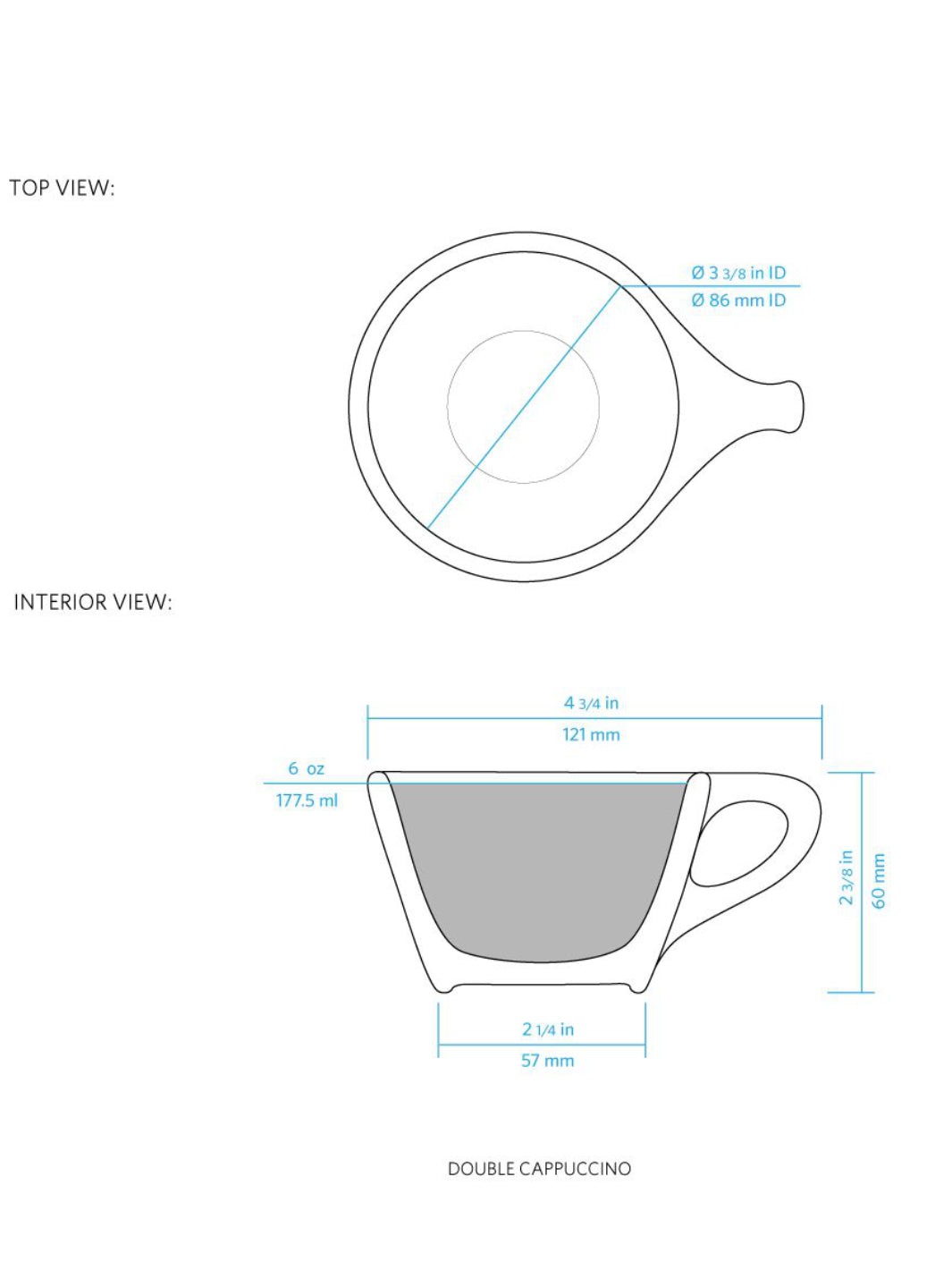 notNeutral LINO Double Cappuccino Cup & Saucer (6oz/177ml)